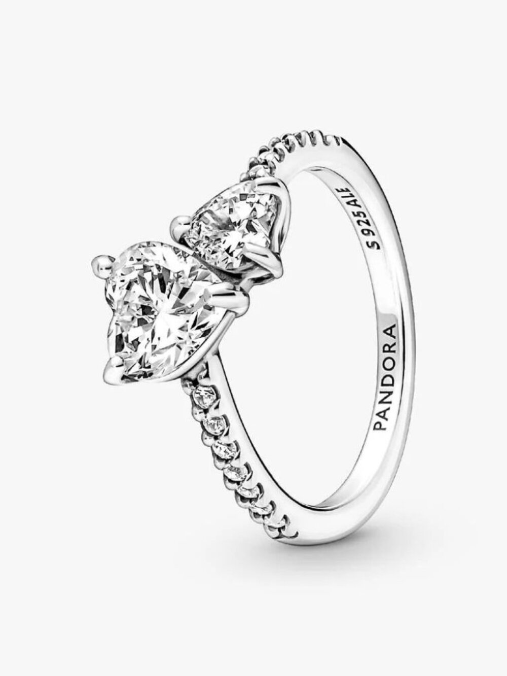 Pandora Double Heart Sparkling Ring